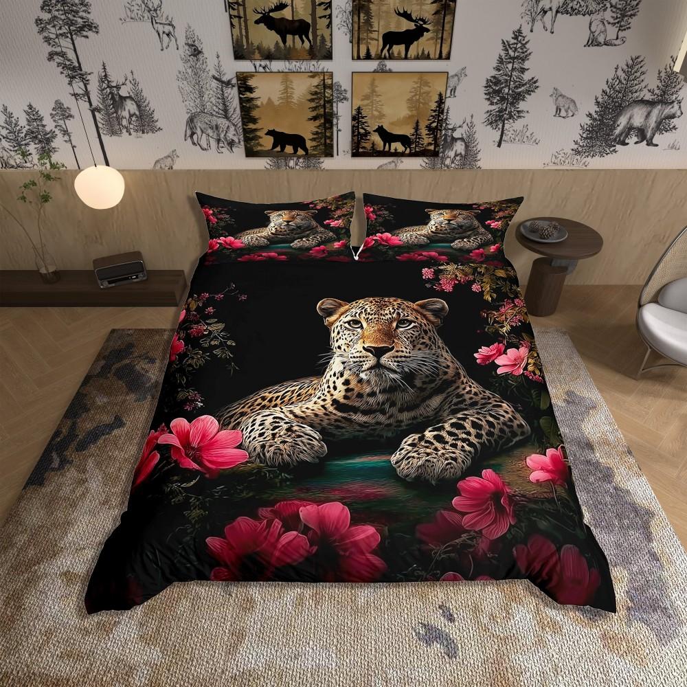 

Homewish Jungle Bear Animal Duvet Cover Set,Woodland Wildlife Bedding Set,Teens Kids Adult Men Reversible Bed Set DE XS 100x135cm 2pcs&set