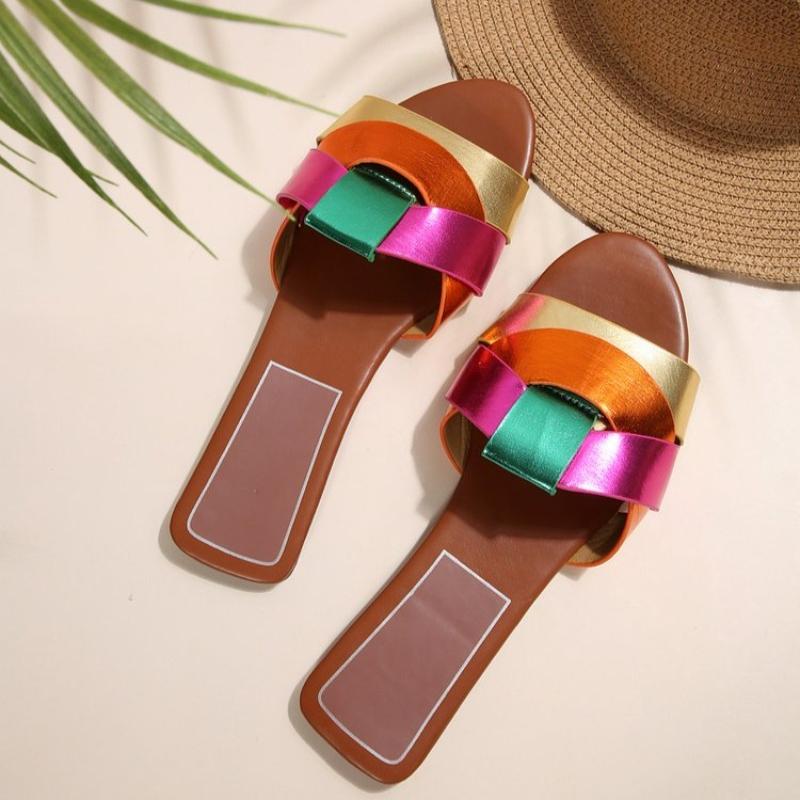 Fashion Luxury Designer Women Sandals 2025 New Woven with Comfortable Women's Sandals Casual Bottom Summer Flat Woman Slippers