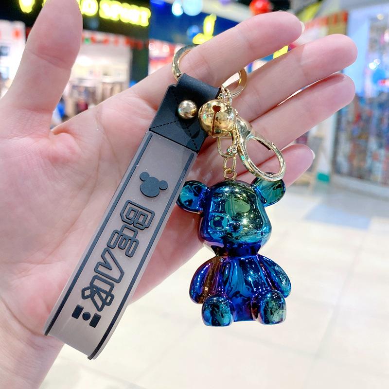 Electroplating Colorful Bear Keychain Ins Symphony Pendant Trend Book Bag Pendant Doll Machine Gift Resin