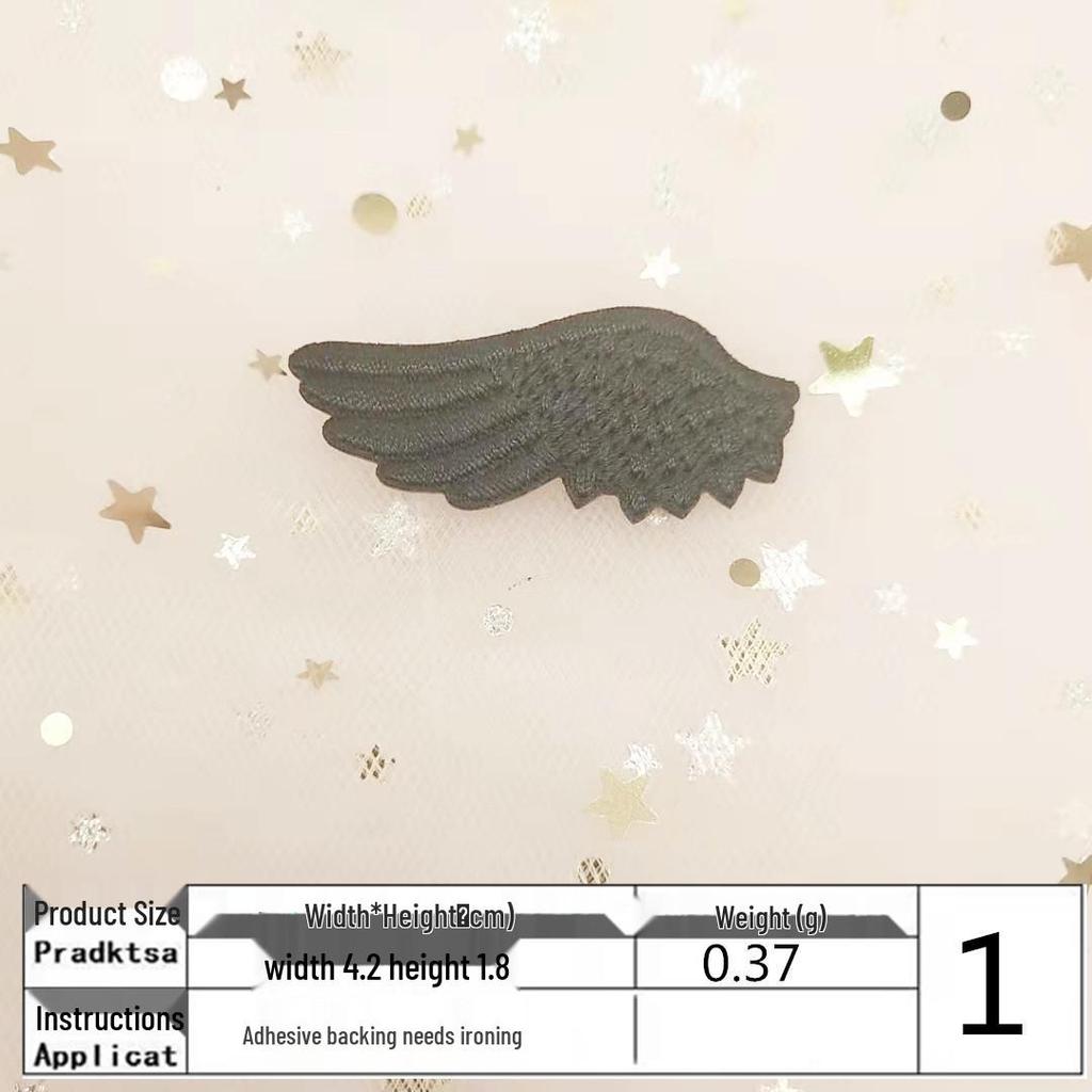 Na Yang Black & White Wings Embroidery Patch - Cute Self-Adhesive Decorative Applique for Shoes & Clothing