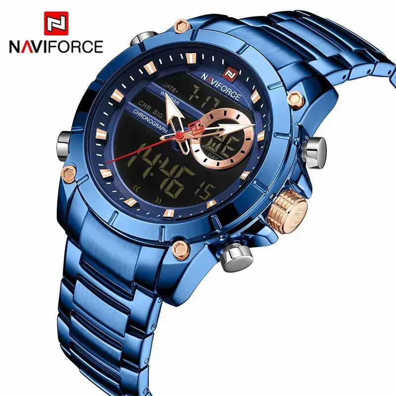 9163 Men Fashion Sport Wrist Watch Steel Waterproof Dual Display Luxury Watches Relogio Masculino Digital Quartz Watch