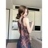 Real price, sexy spice girl neck plaid vest sling women's summer niche design temperament outside