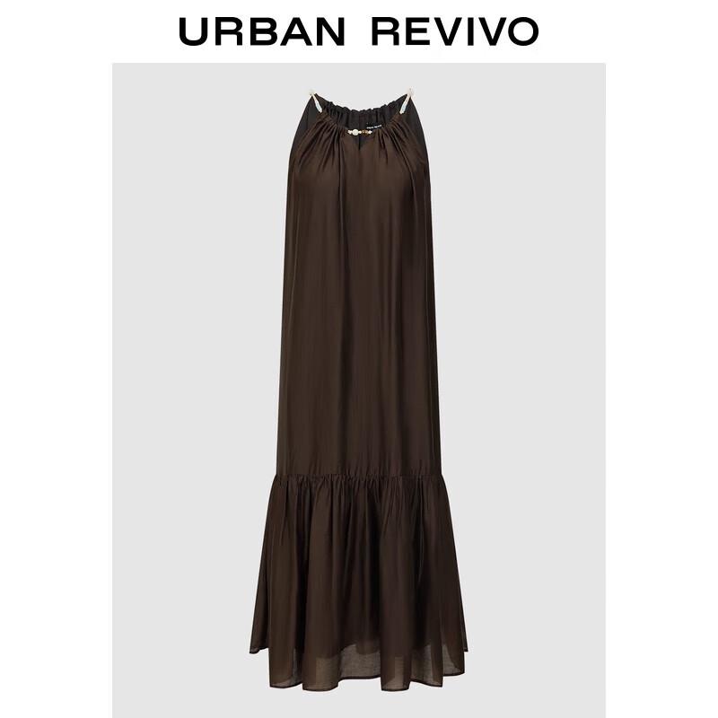 

Женское длинное платье с бисером и вырезом халтер UR 2025 L