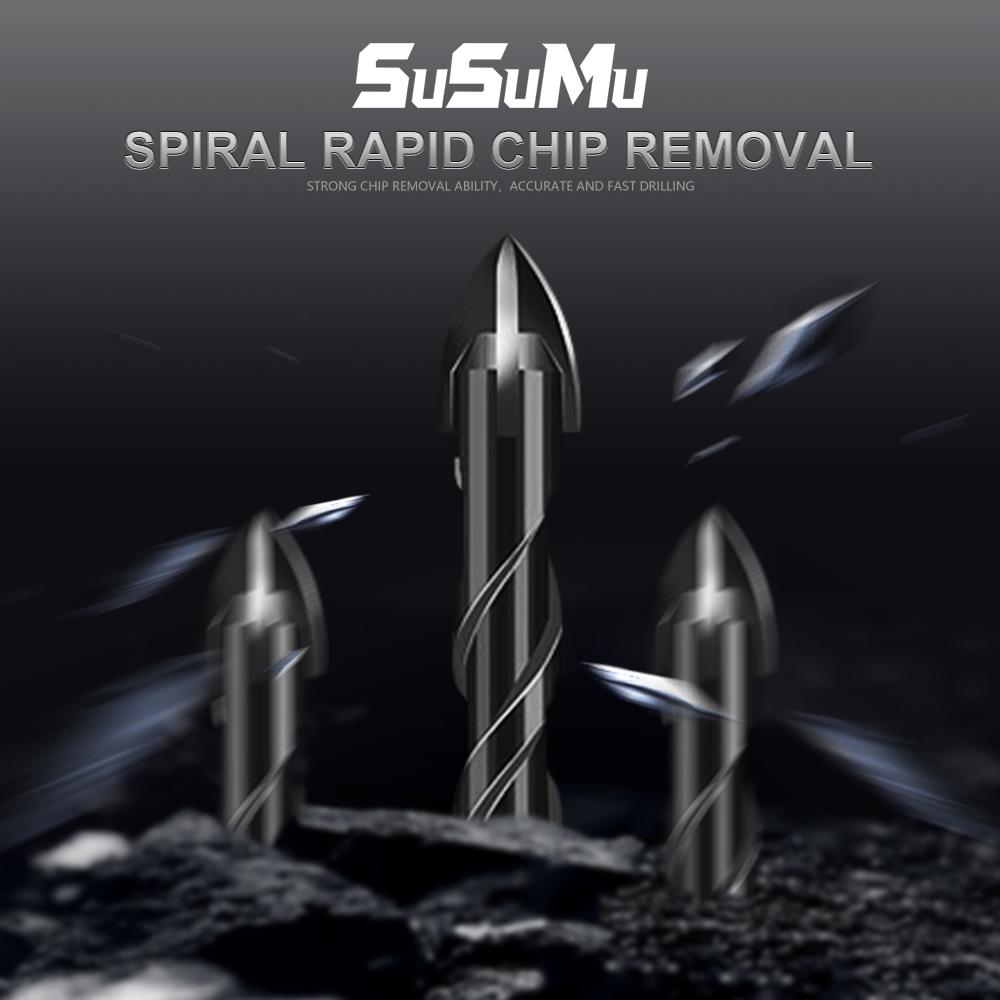 SuSuMu 3-12mm Cross Hex Tile Drill Bits Set for Glass Concrete Ceramic Hole Opener Brick Hard Alloy Triangle Bit Tool Boxed Kit