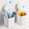 Suction Cup Toothbrush Holder - No Drill Bathroom Organizer with Self-Draining Design, Strong Adhesive Shower Caddy