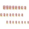 24Pcs Short Square Fake Nail Press On Nail Artificial Nail False Nail Glues On Nail Designs French Nail Tips Gifts