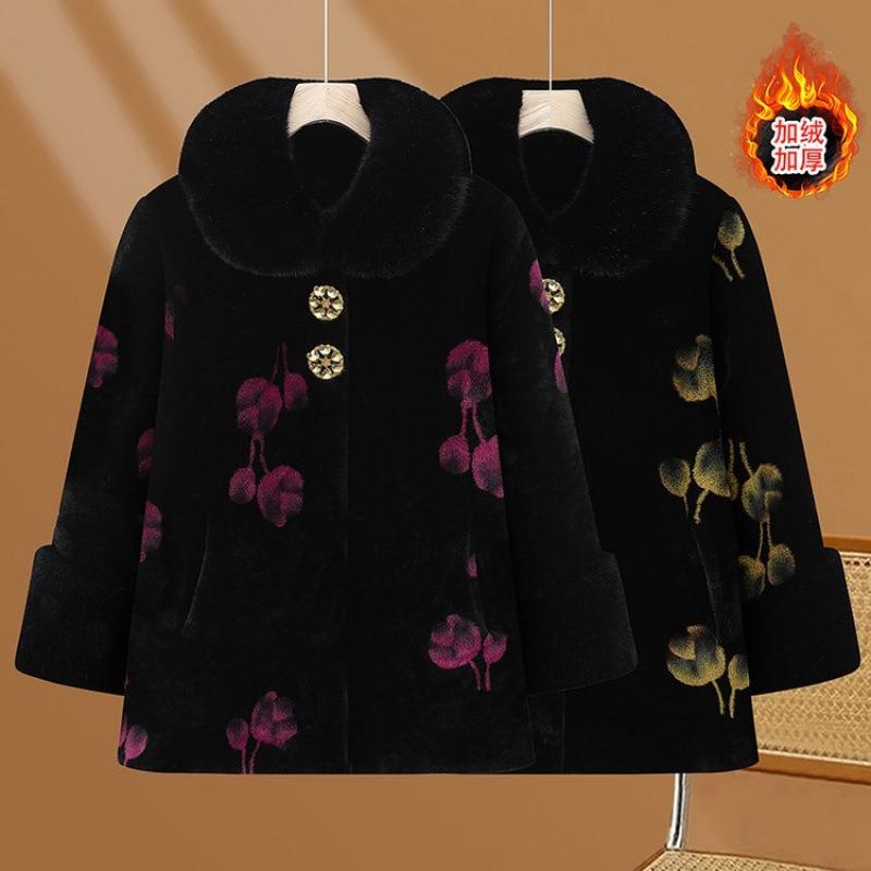 Mink winter winter coat coat velvet medium and long old lady thickened padded jacket women