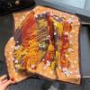 Silk Square Scarf, Women's Chinese Style Printing Mulberry Silk Scarf, Square Scarf, Silk Plain Crepe Satin Scarf
