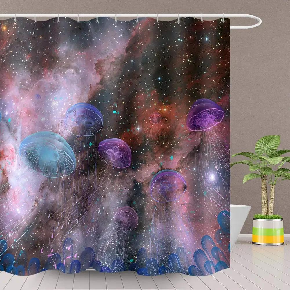 

Ocean Jellyfish Shower Curtain For Bathroom With Hooks Watercolor Sea Animal Shower Curtains Waterproof Fabric Bath Accessories W60H190(CM)-1 Pcs