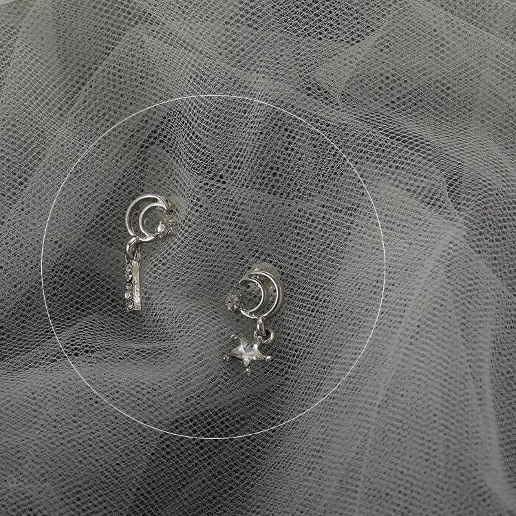 European & American Fashion Star Moon Asymmetrical Stud Earrings
