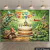 Bannière d'anniversaire 2D plate - Thème reptiles de la jungle, adaptée aux réunions de famille et aux événements de bureau
