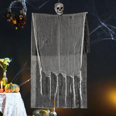 Halloween-Geist zum Aufhängen, realistisch, einfache Installation, gruseliges hängendes Skelett, Sensenmann, Spukhaus-Dekoration