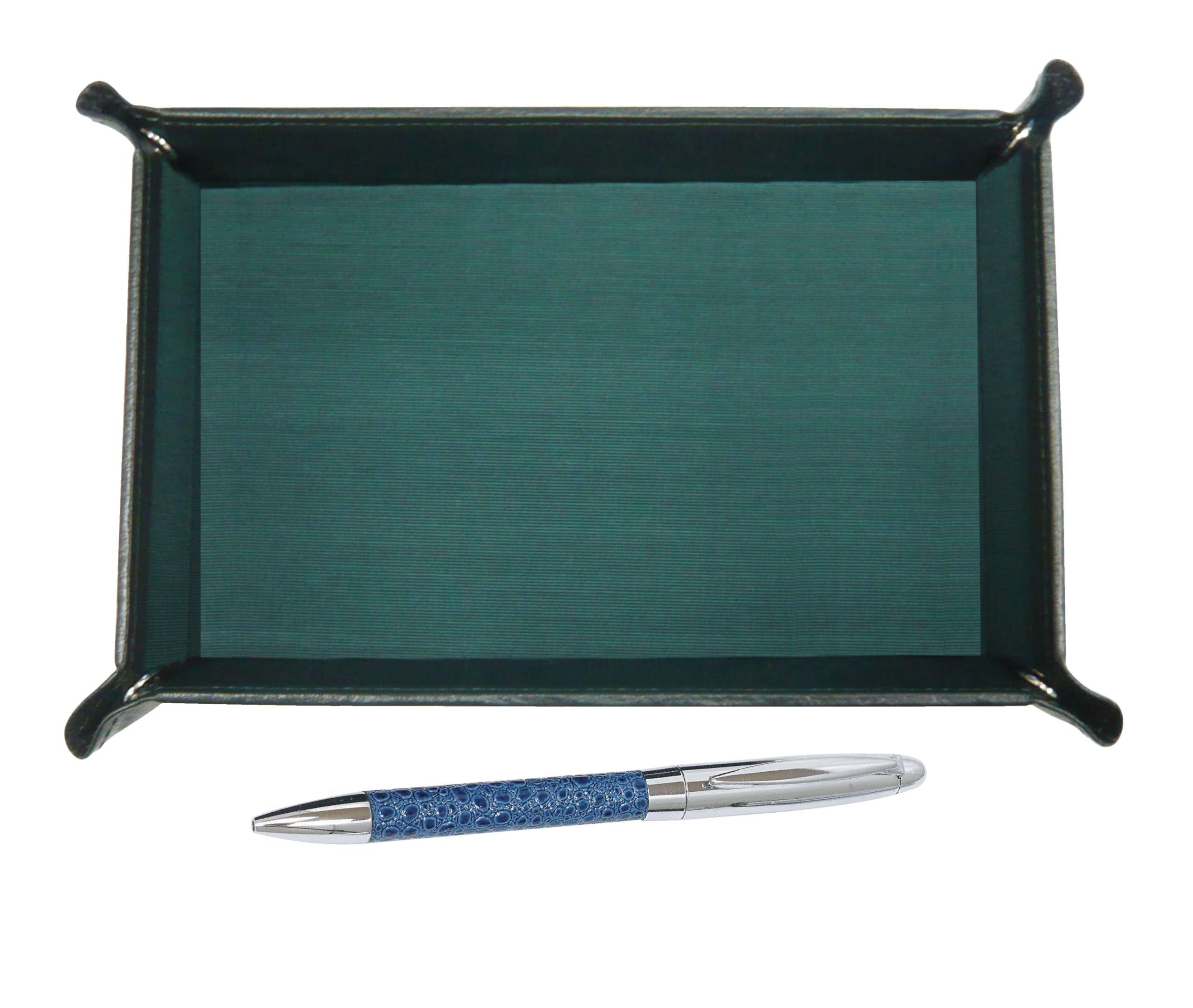 

Japanese Moss Green Cowhide Pen Tray Genuine Leather Wrapped Rotating Ballpoint Pen Director Set Blue TRAMG-PD03-L