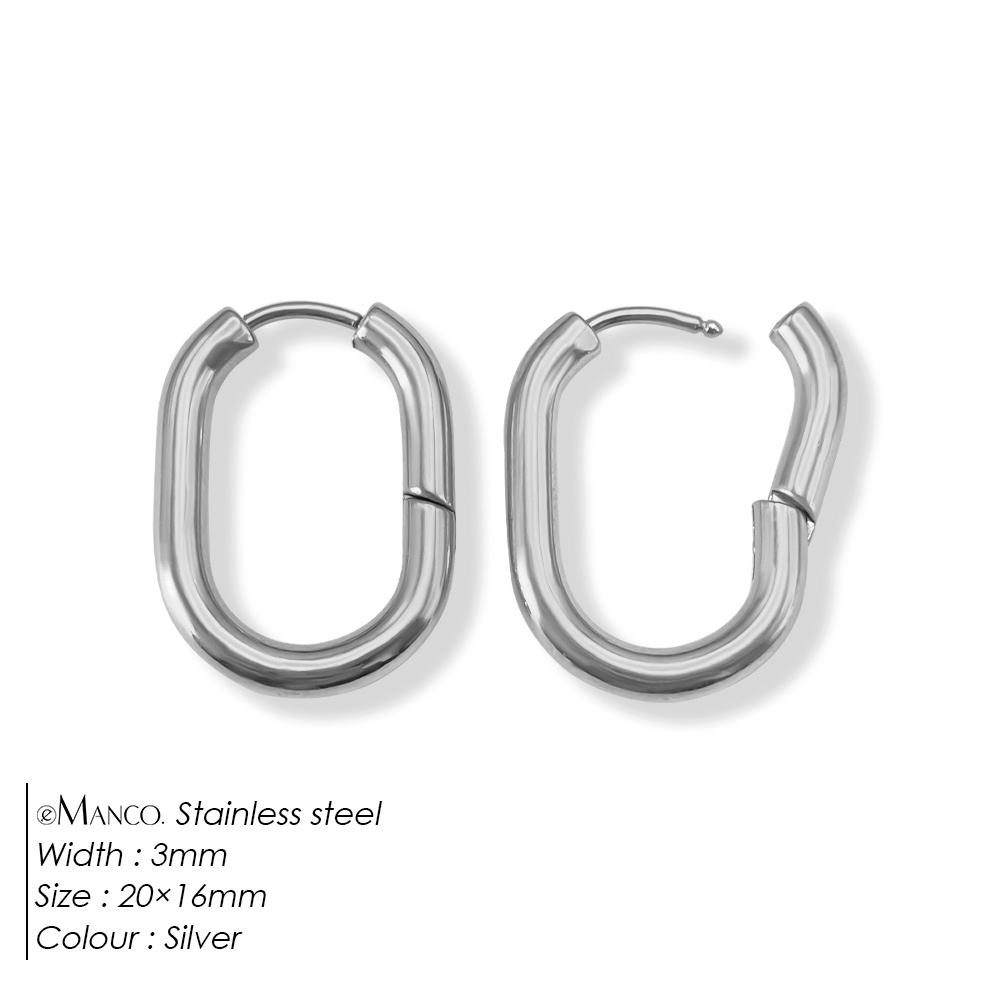 

eManco Stainless Steel U-shaped Glossy Fashion Personality Earrings Allergy Prevention French Vintage Handmade Circles