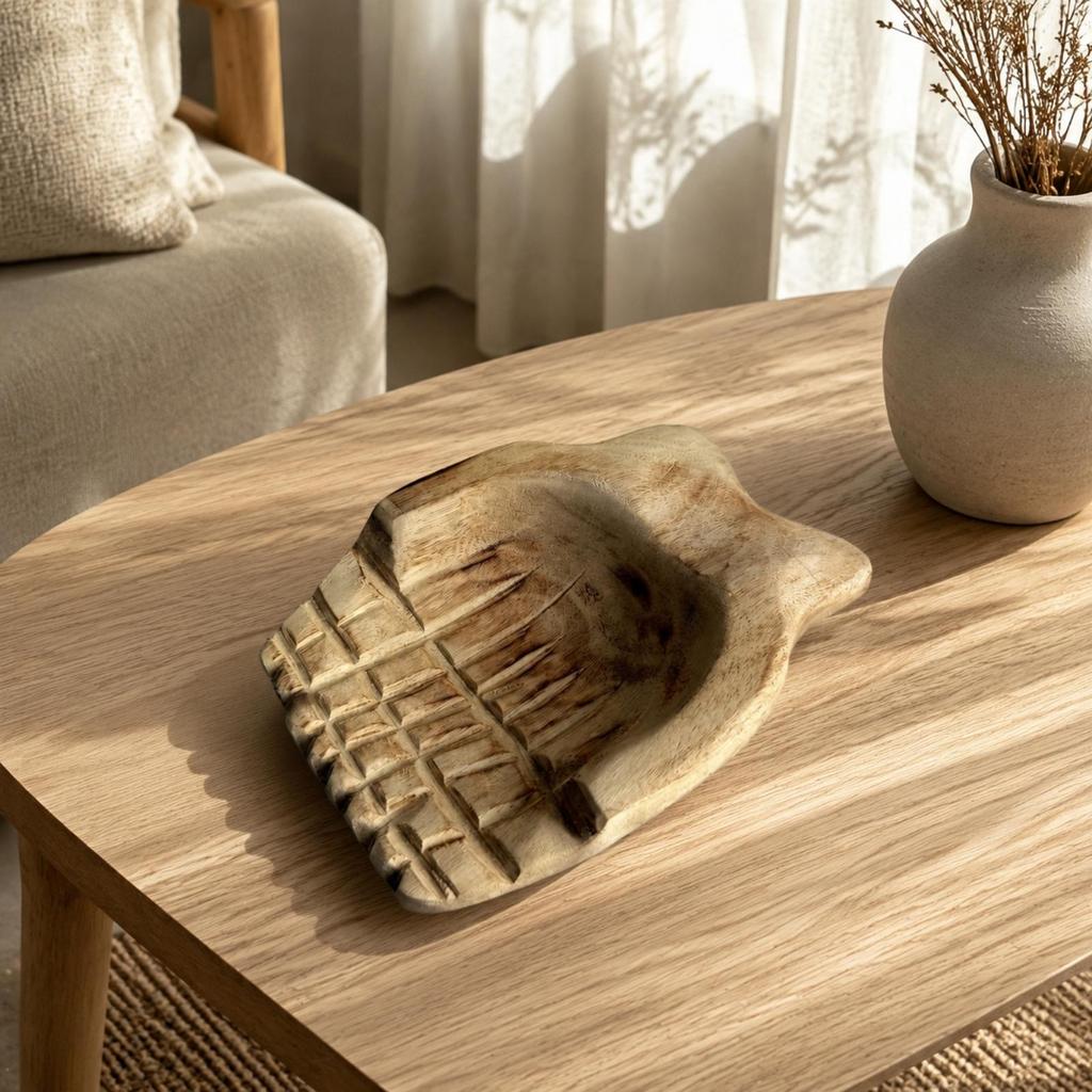 Organic Silhouette Decorative Tray Handcrafted Hand-Carved Wooden Versatile