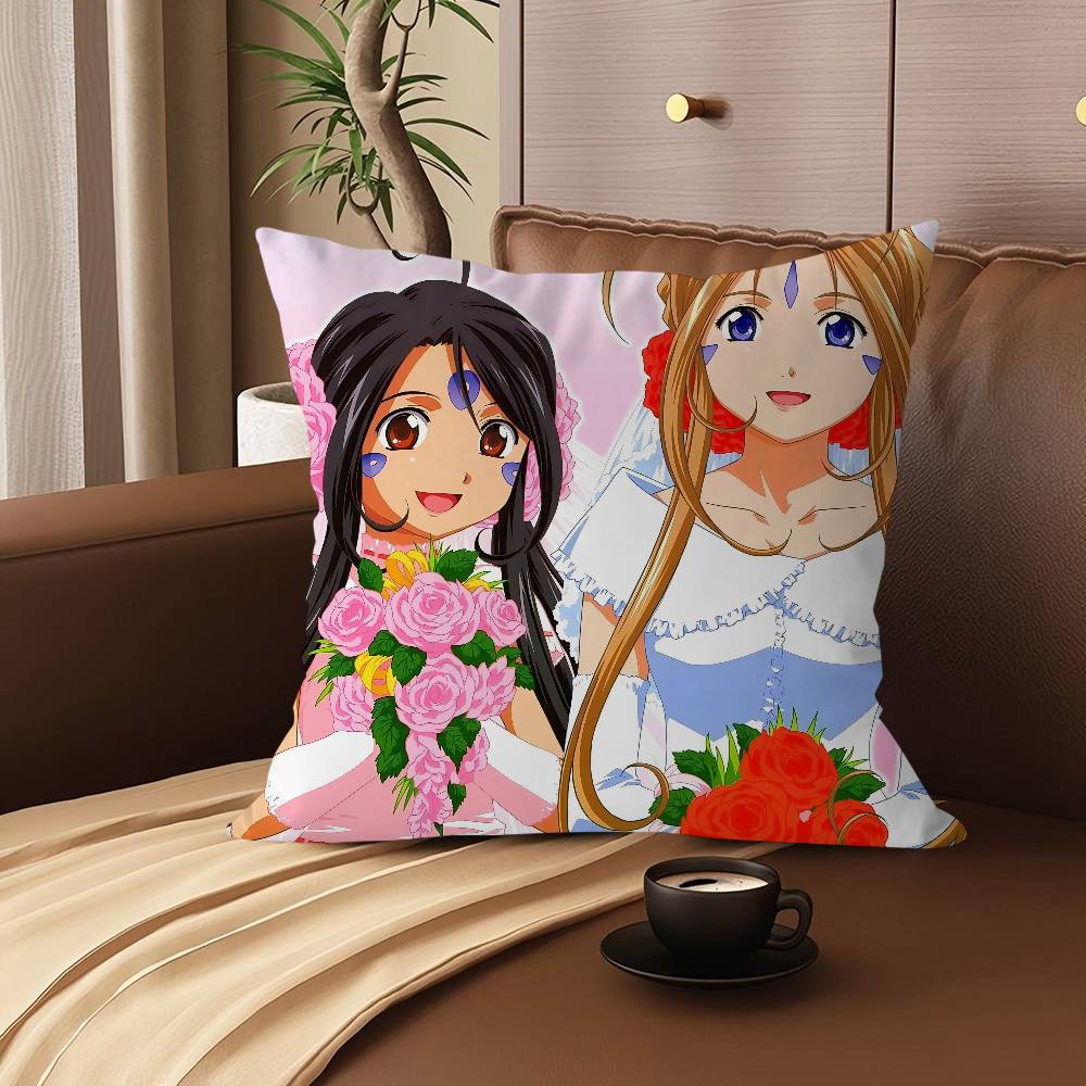Ah My Goddess Cartoon Animation Decorative Room Aesthetics Pillow Case Home Decor Bedroom Sofa Bed Couch Pillow Cover 45x45