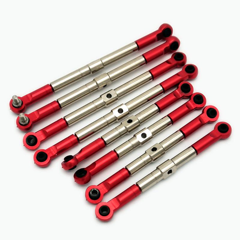 8pcs Hard Steel Adjustable Front and Rear Toe Links Push Rods for Traxxas 1/16 E-Revo Summit 7138 7118