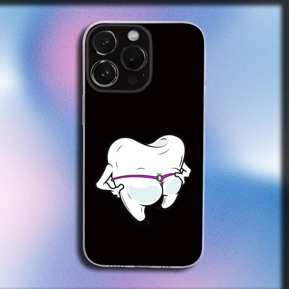 

Tooth Teeth Funny Dentist Phone Case For iPhone 16,15,14,13,12,11 Plus,Pro,Max,XR,XS,X,Plus,SE,Mini Transparent Soft Cover iPhone13mini