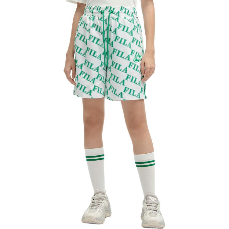 Fila Letter Mid Waist Loose Color Block Straight Casual Shorts Women Shorts F11W419804F-ZB
