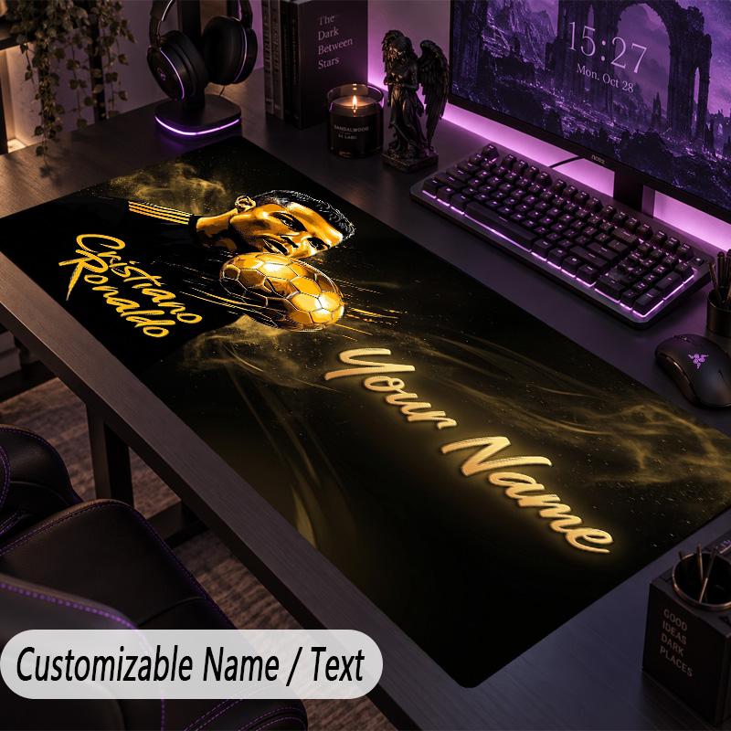 Large Mouse PadCristiano Ronaldo Custom Name Text Personalized Desk Mat Non Slip Gaming Pad