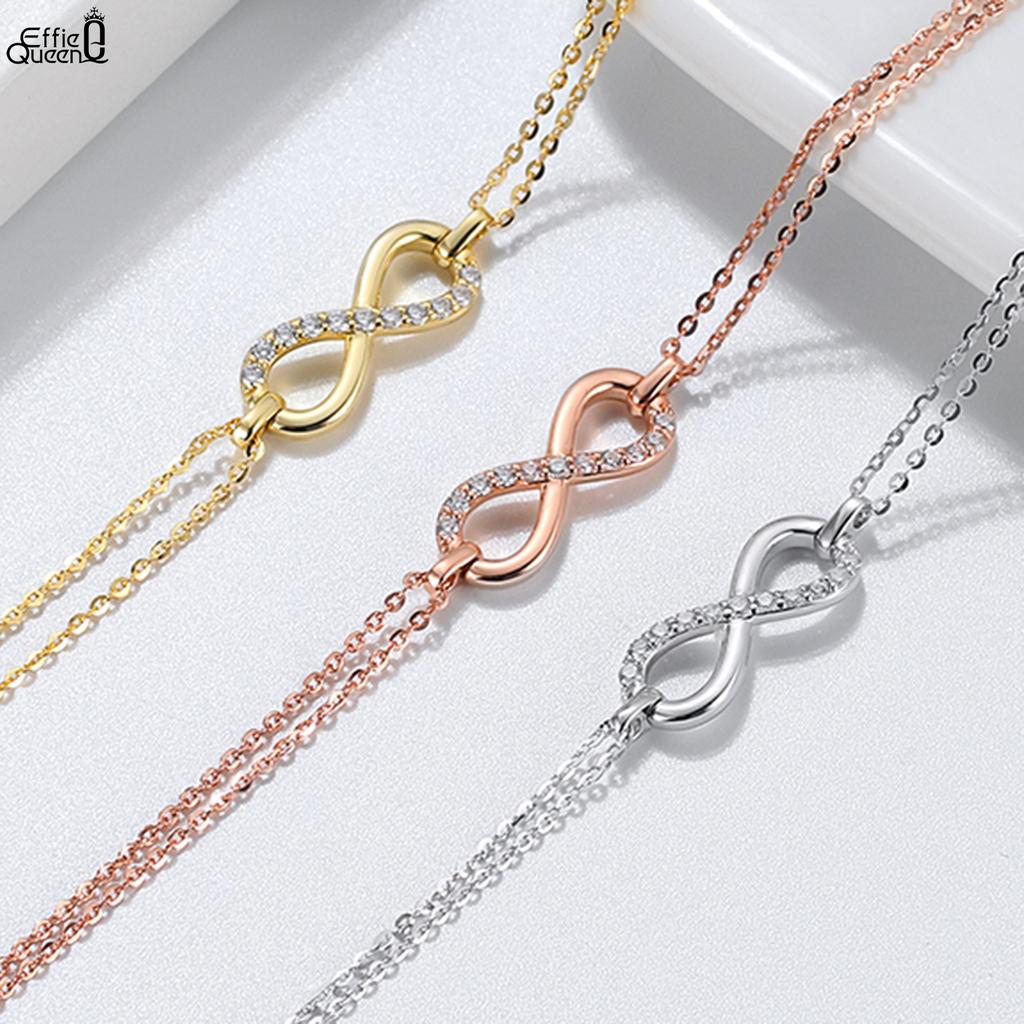 EFFIE QUEEN Simple 925 Sterling Silver Infinity Bracelet for Women Charms Bracelet Fashion Daily Party Jewelry Lover Gift SB136