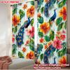 2D Flat Printing 2Pcs Curtain Window Treatment Curta Peacocks And Vibrant Flowers Digital Printed Polyester Drapes All Season