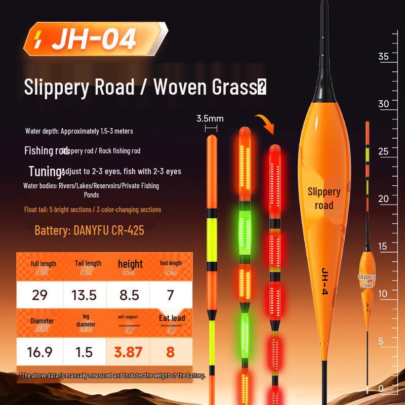 Поплавок Jia Diao Ni OLED с ночным свечением для дальнего заброса - Привлекательный, Утолщенный для дневного и ночного использования, Подходит для крупной рыбы 1pc Non-Color Change + 425 Battery