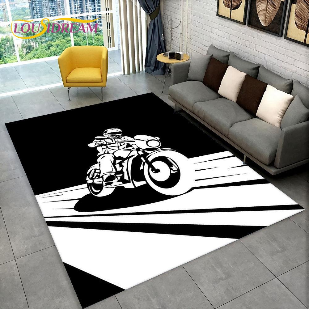 3D Motorcycle Racing Carpet Family Living Room Bedroom Decoration Door Mat Playroom Children Play Non-Slip Floor Mat