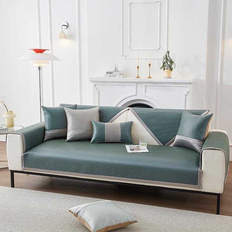 

Летний ротанговый коврик Подушка для дивана Летний коврик Ледяной шелк Нескользящий Чехол для дивана Легкая роскошь Современный Ледяная подушка Однотонный Стирка 70*70cm зелёный