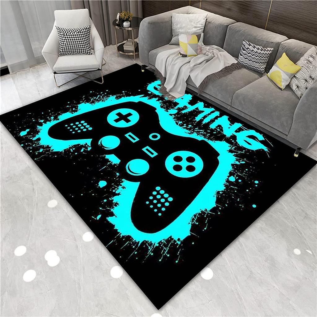 Video Game Carpet Cartoon Gamepad Area Rugs Gamer Controller Floor Mat Non-Slip Home Bedroom Teens Playing Room Decor Doormat