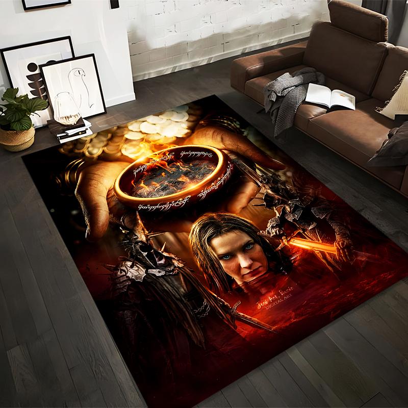 

Fantasy Style Carpet with Fiery Ring Design and Warrior Figures Suitable for use as an anti-slip for living room bedroom sofas 40x60cm( 15x23in )