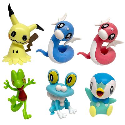 Pokemon Action Figure Decor 6pcs Set Pocket Monster Dratini Froakie Mimikyu Piplup Treecko Model Childrens Toy Gift