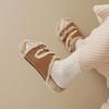Retro leather cotton slippers for women's autumn and winter outer wear thick-bottomed fluff drags