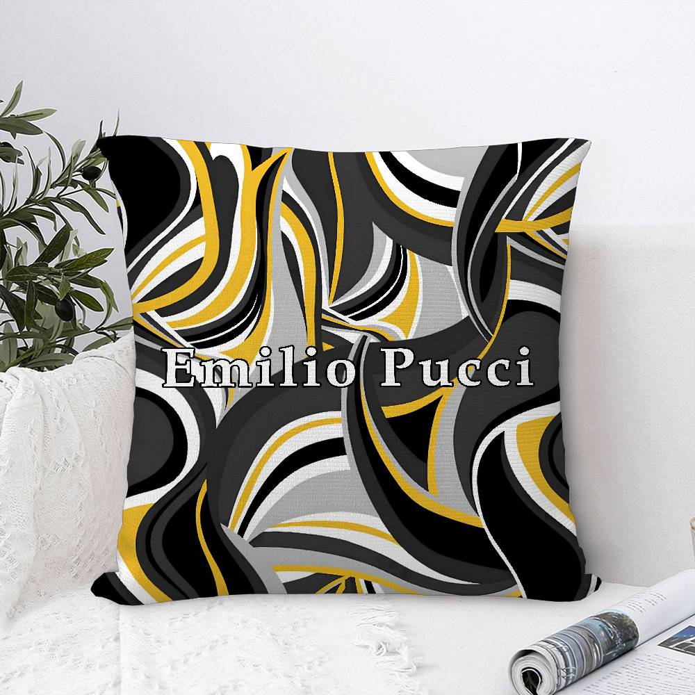 Fashion E-Ee-Emilio Logo P-Pucci Pillow Case Plush Fabric Soft Double Sided Print Sofa Cushion Cover Throw Pillow Covers