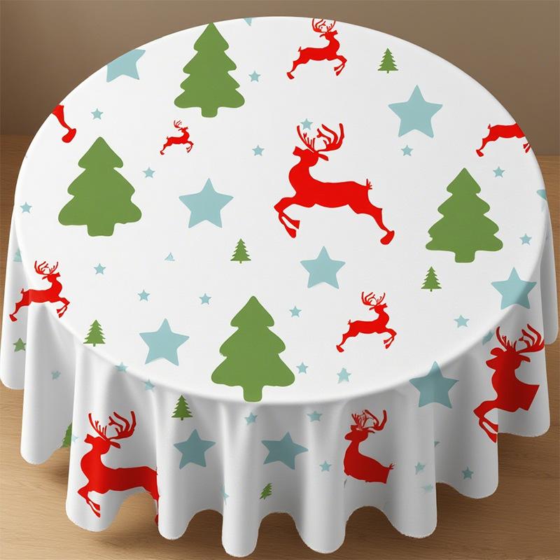 Christmas round tablecloth tablecloth living room home holiday decoration heat insulation anti-scalding tableware