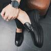 Fashion Leisure Business Men's Leather Shoes Loafers Black Comfort  Leather Gentleman Fashion Trend Shoes Men Thick Soled Shoes