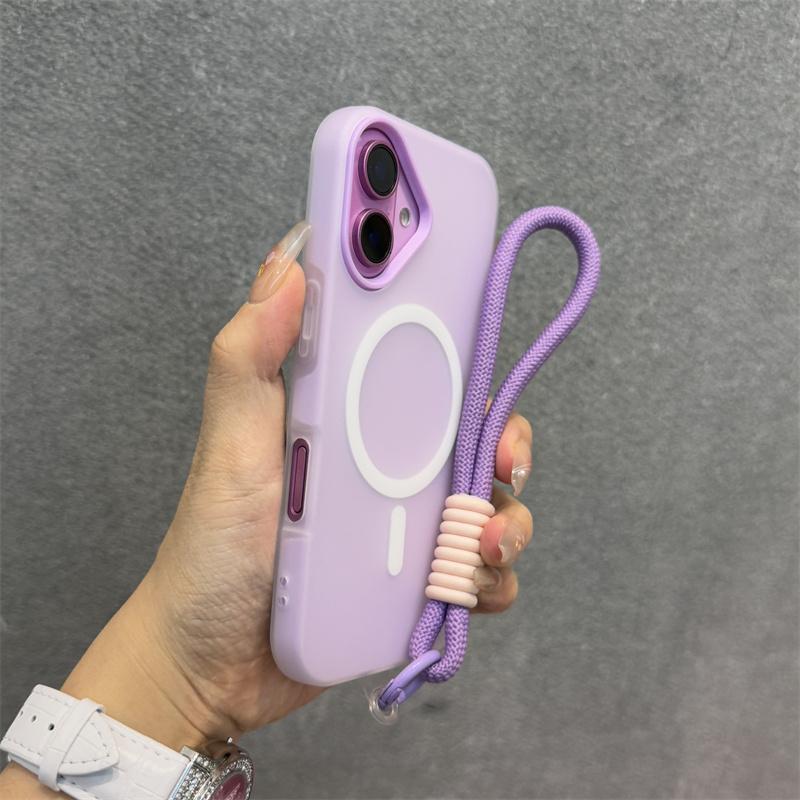 Luxury 3 IN 1 For Magsafe Lanyard Case for iPhone 16 15 14 Plus 13 12 Pro Max Wireless Charge Magnetic Clear Matte Soft Cover