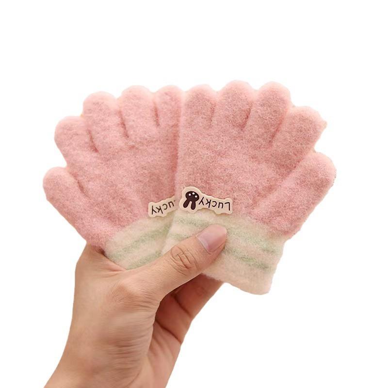 Autumn and winter new gloves fashionable and cute cartoon warm full-finger gloves boys and girls thickened cold-proof finger gloves