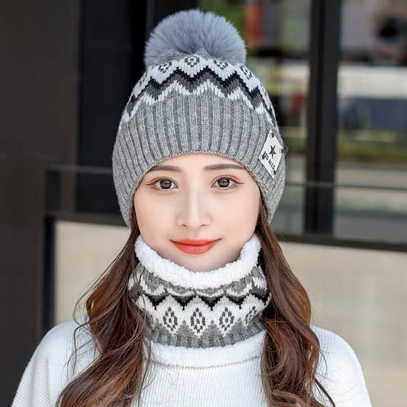 Hat autumn and winter women's fleece thickened ear protector wool hat women's cycling cold winter knitted hat warm hat