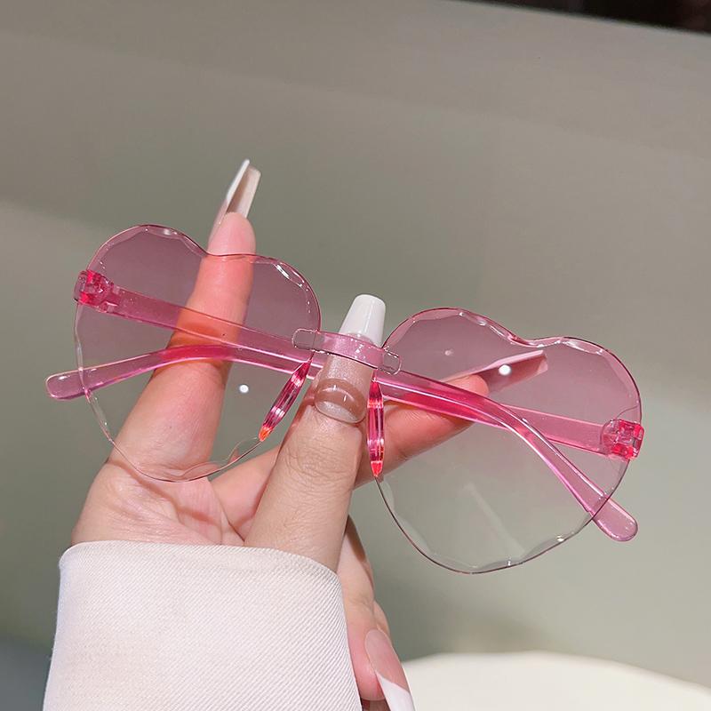 1/6 Pcs Rimless Heart Shaped  Sunglasses for Kids  New Cute Multi-color Children Shades Ins Trendy Design Decor Sun Glasses