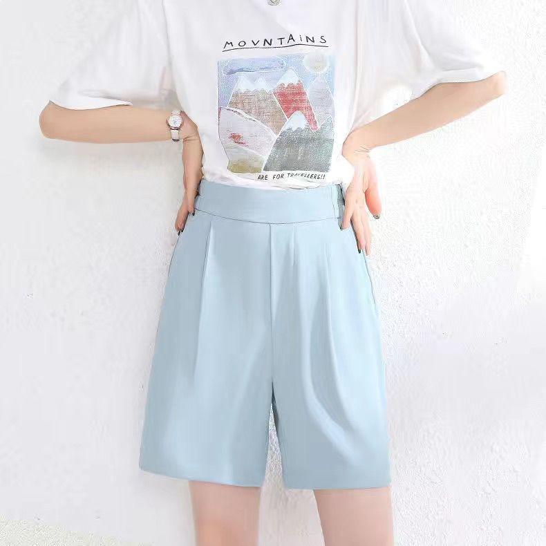 Women s High-Waist Ice Silk Slit Suit Pants - Nine-Point Length, Irregular Hem, Summer Thin, Straight-Leg. XL