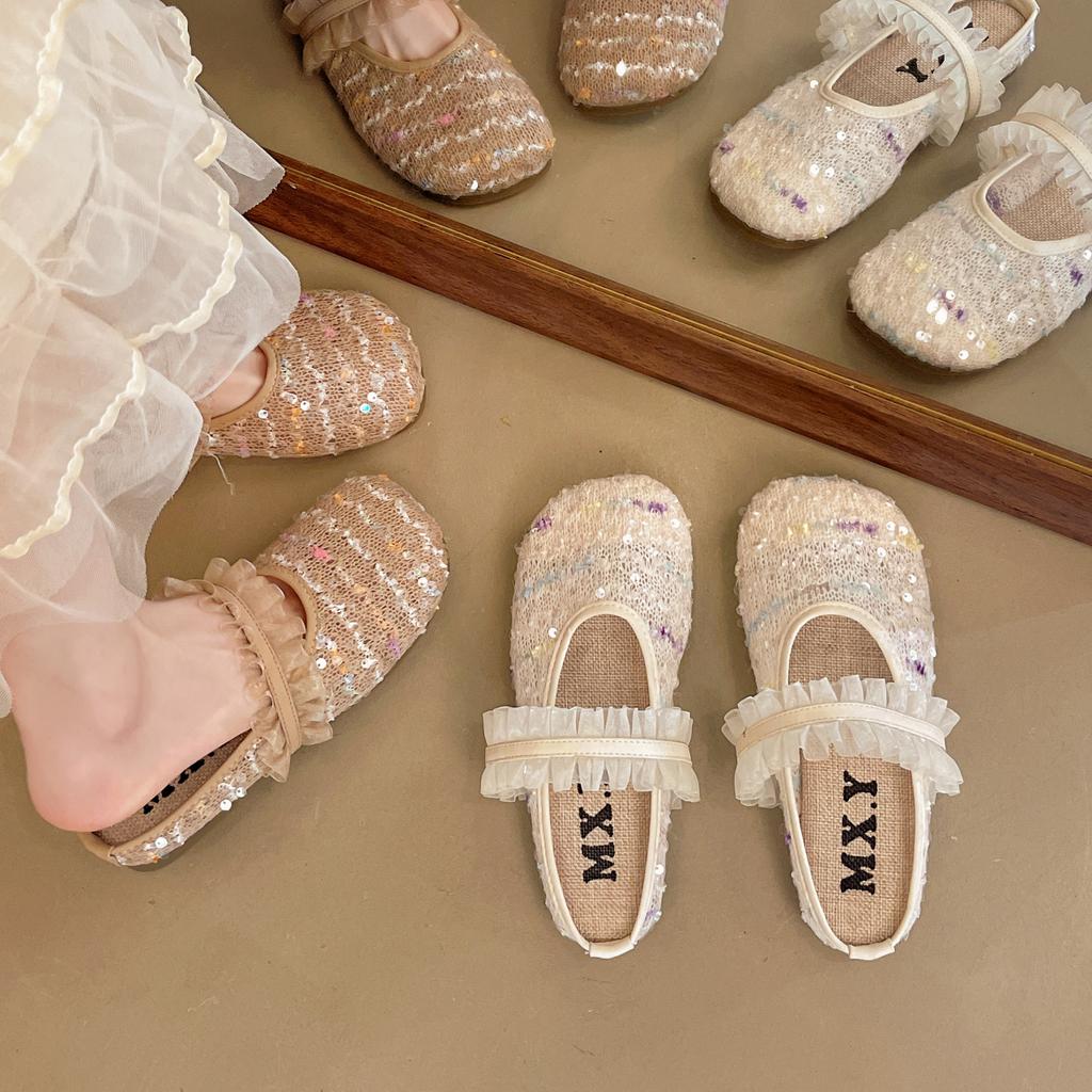 Baotou slippers sequined summer beach shoes flat-soled soft-soled slippers women's outer mesh breathable women's slippers