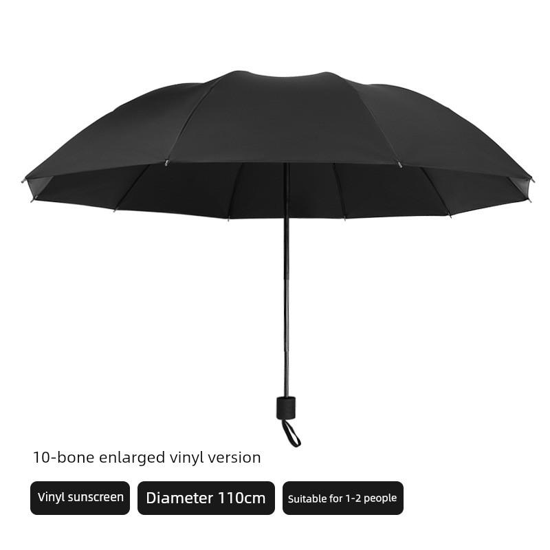 Men's and Women's Large Folding Umbrella, Dual-Purpose Sun and Rain Umbrella, Manual Opening, Black Coating for Sun Protection, Business Advertising