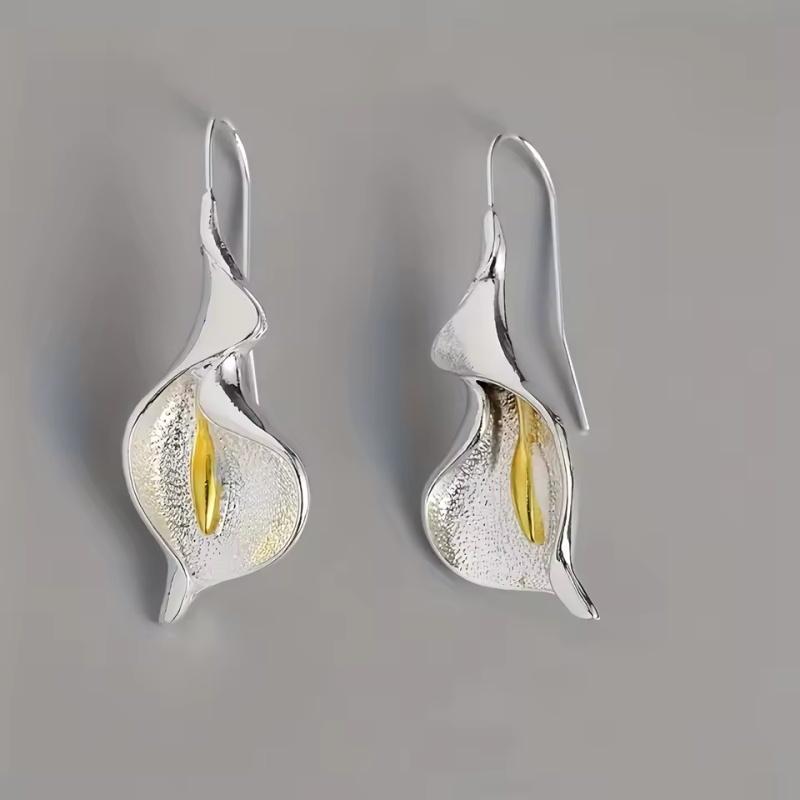 

Exquisite Blooming Flower Hook Earrings Simple Accessories Gold Silver Color Plant Dangle Earrings for Women Jewelry