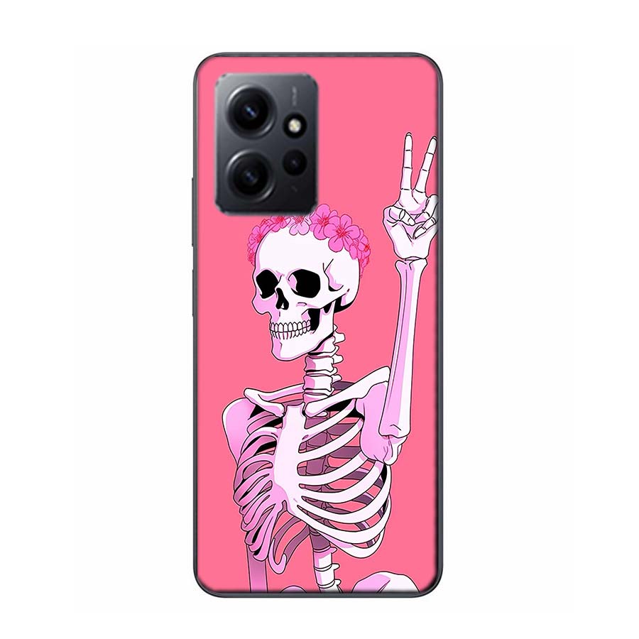 A Funny Skeleton Skull Phone Case For Redmi Note 14 15 Pro 5G 13 12 Pro Plus 11 11T 11E 11S 10 Pro 10S 9 9S Cover Cell Clear TPU