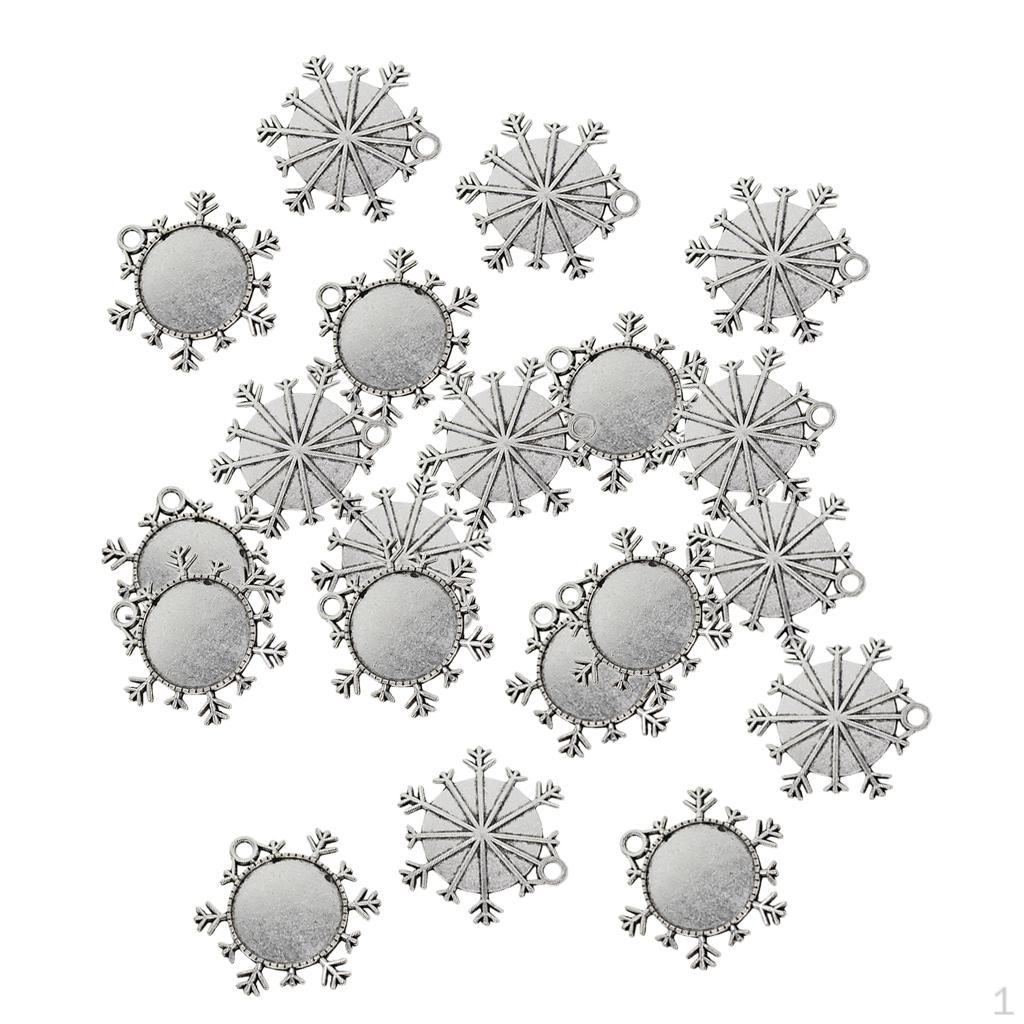 

20 штук серебряных подвесок-основ Снежинки Круглые Безельные Подвески Кабошон Настройки Основа