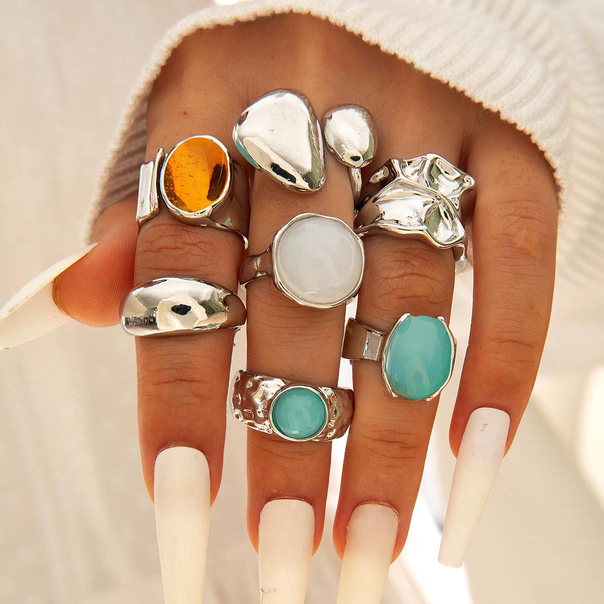 

2026 New Fashion Luxury Imitation Pearl Open Ring Sets for Women Elegant Gold Color Ring Party Jewelry Accessories