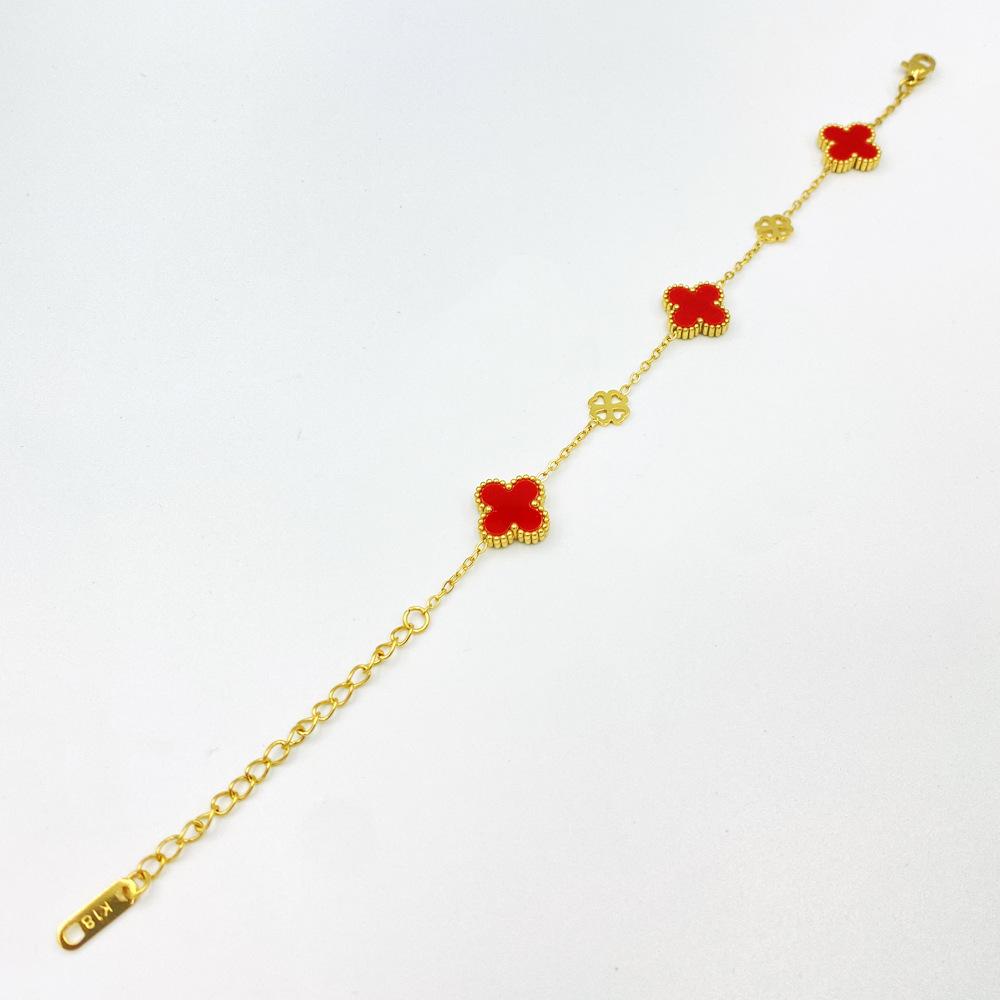 13MM Fresh Department Example Titanium Steel Fashion Four-leaf Clover Bracelet Double-sided Ladies Bracelet