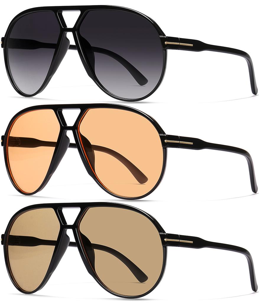 Übergroße Pilotensonnenbrille für Damen Herren Retro 70er Schild Sonnenbrille UV400 Schutz