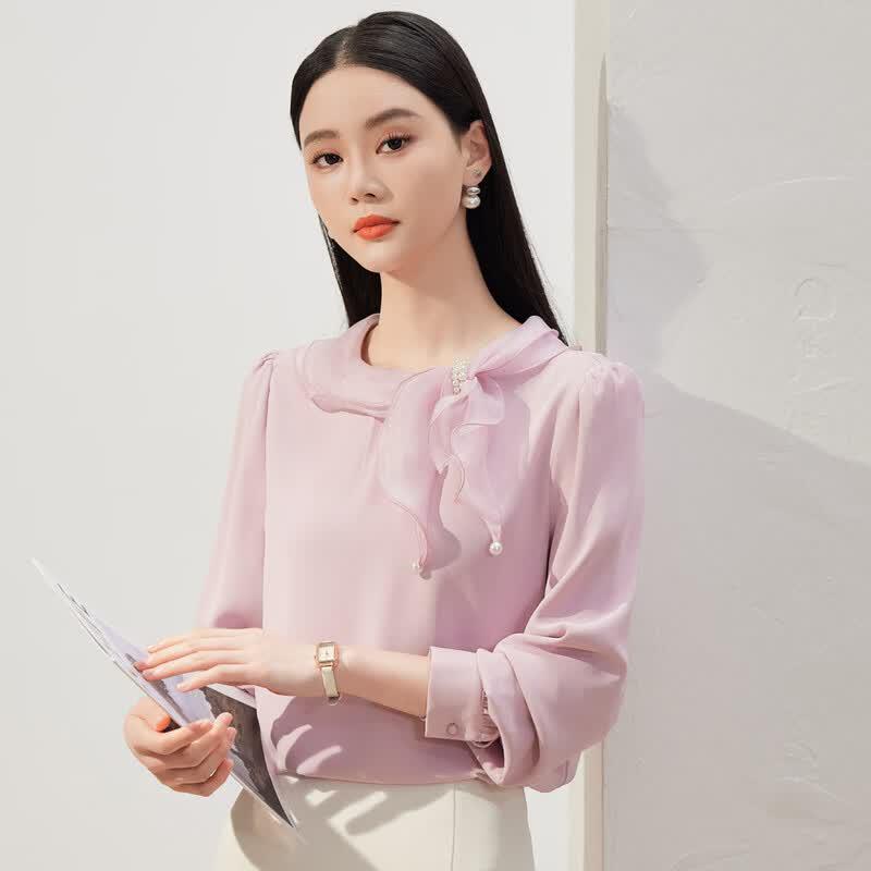 Women s Elegant French Style Long Sleeve Blouse M
